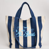 Borsa tote donna in cotone a righe blu STRIPESPOP 61 MC2 SAINT BARTH 
