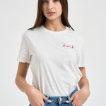 T-shirt donna girocollo bianca con ricamo EMILIE 08645L MC2 SAINT BARTH 