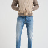 Giubbotto uomo in camoscio e tessuto beige FRANCIS KNIT 505 THE JACK LEATHERS 