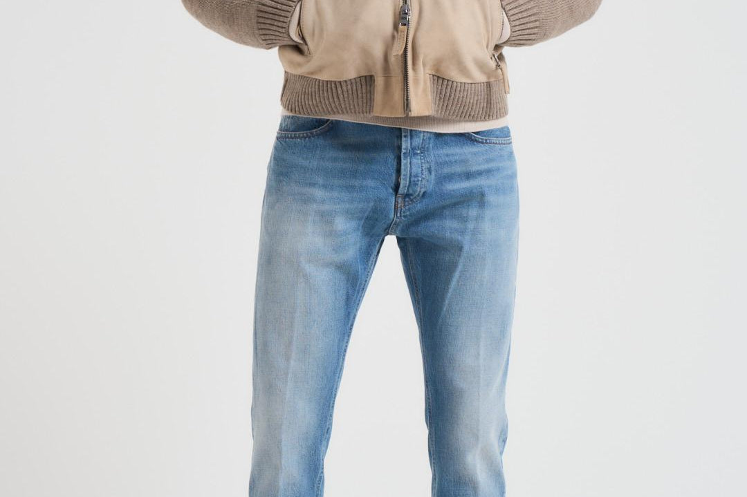 Giubbotto uomo in camoscio e tessuto beige FRANCIS KNIT 505 THE JACK LEATHERS 