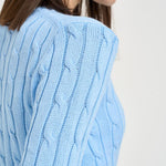 Maglia donna girocollo a trecce celeste 211971869 512 RALPH LAUREN 