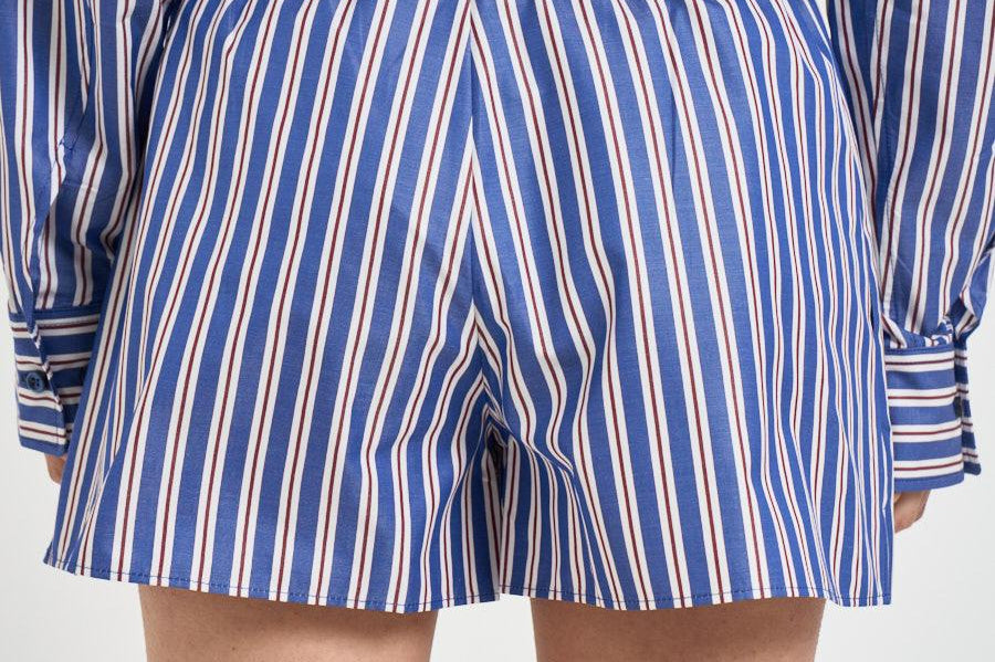Set camicia e shorts donna over a righe blu TM196419B BLUEROUGENOIR THE ANDAMANE 