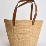 Borsa donna in rafia ecru V8.8DZ NATURAL MANEBI' 