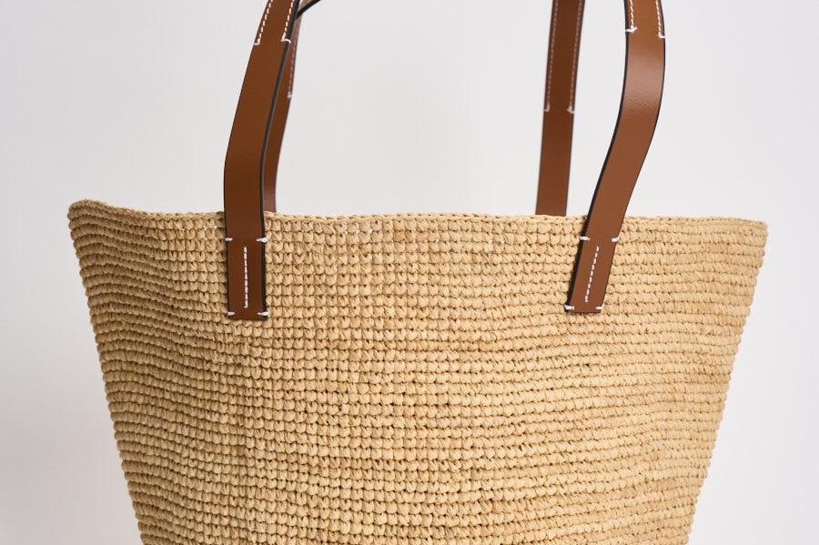 Borsa donna in rafia ecru V8.8DZ NATURAL MANEBI' 