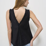 Top donna nero in lino D311664 BEACH25013 P.a.r.o.s.h. 