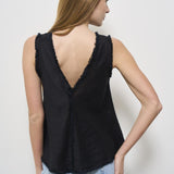 Top donna nero in lino D311664 BEACH25013 P.a.r.o.s.h. 