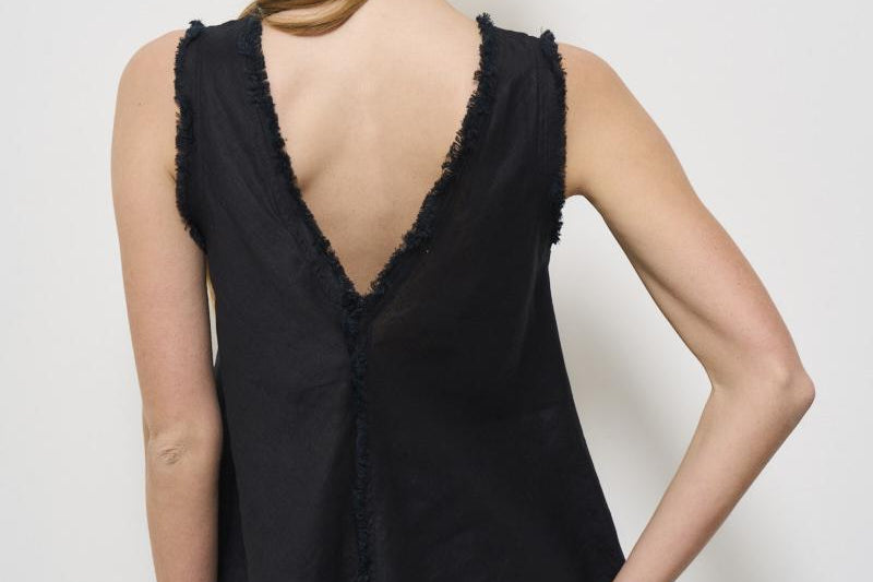 Top donna nero in lino D311664 BEACH25013 P.a.r.o.s.h. 