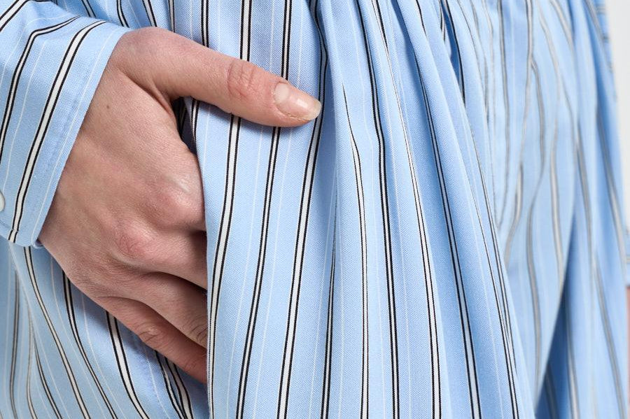 Pantalone donna a righe ampio celeste ULYSE BLUELEFT IRO 