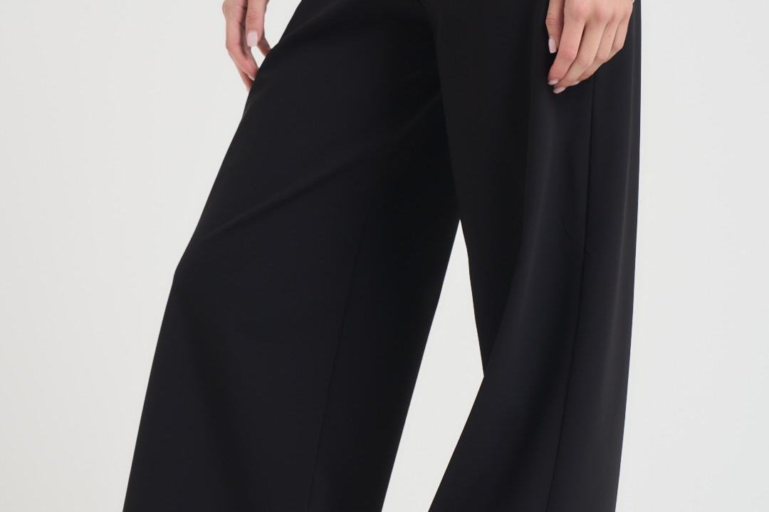 Pantalone donna a palazzo nero W25701 10 RRD 