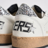 Sneakers donna Ball Star bianca glitter argento GWF00117 F00377311325 GOLDEN GOOSE 