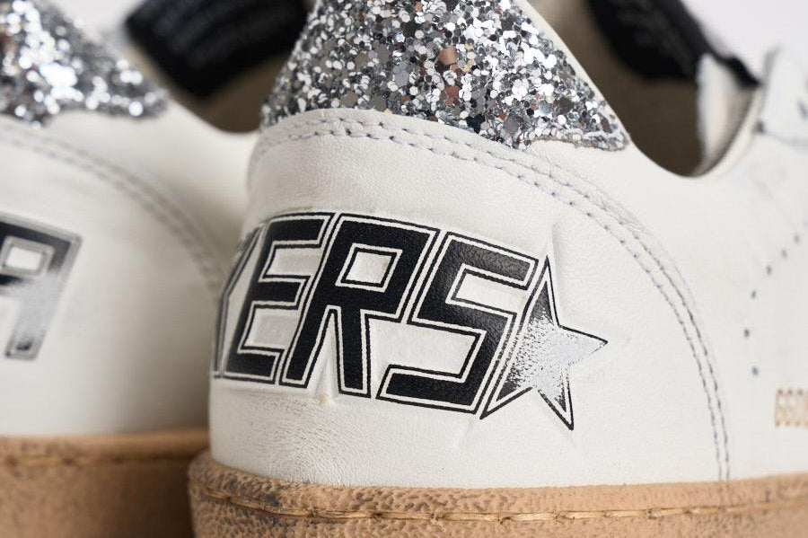 Sneakers donna Ball Star bianca glitter argento GWF00117 F00377311325 GOLDEN GOOSE 