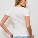 T-shirt donna girocollo bianca con scritta ESME 06029H MC2 SAINT BARTH 