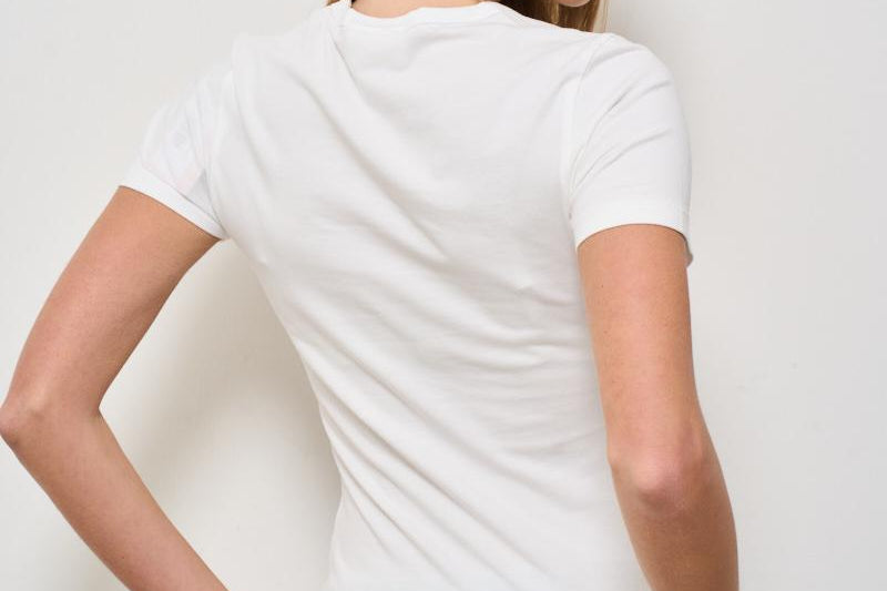 T-shirt donna girocollo bianca con scritta ESME 06029H MC2 SAINT BARTH 