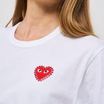 T-shirt donna girocollo bianca AXT801 WHITEXRED COMME DES GARCON PLAY 