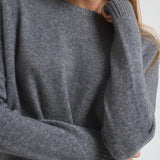 Maglione donna girocollo grigio. AMELIE 1300FLANELLE KUJTEN 