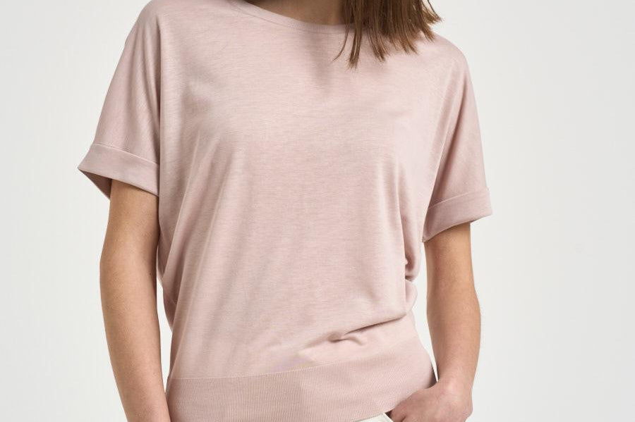 T-shirt donna girocollo rosa cipria JG000312D 520564035 HERNO 