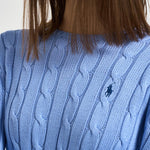 Maglia donna girocollo a trecce celeste 211971869 009 RALPH LAUREN 