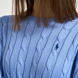 Maglia donna girocollo a trecce celeste 211971869 009 RALPH LAUREN 