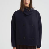 Cappotto donna corto doppiopetto blu AG2484 MLK358 HARRIS WHARF LONDON 