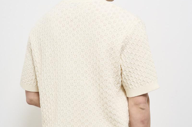 Camicia uomo traforata panna LDM310157 215215IVORY LES DEUX 