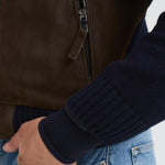 Giubbotto uomo in camoscio e tessuto blu FRANCIS KNIT 309 THE JACK LEATHERS 