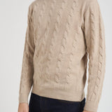 Maglia uomo girocollo a treccia beige 25FCCM010439 112 ACCADEMIE TESSILI 