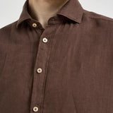 Camicia uomo in lino marrone J66TNP UR6 ACCADEMIE TESSILI 