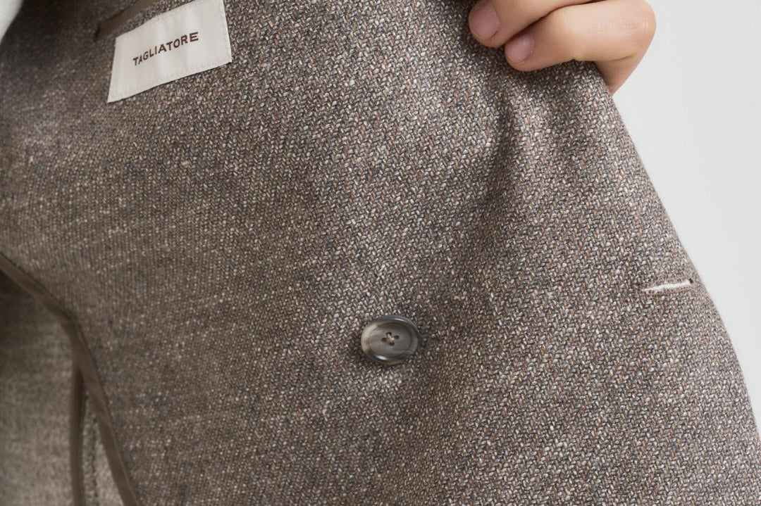 Giacca uomo doppiopetto in lana tortora 1SMC20K C90044T1250 TAGLIATORE 