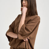 Blusa donna maniche a tre quarti marrone TYC01 MOCHA NINE IN THE MORNING 