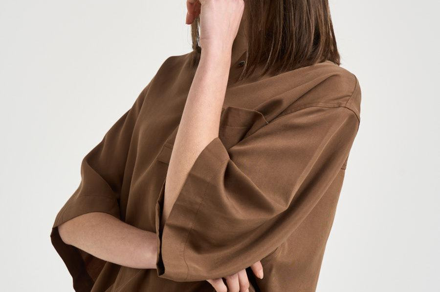 Blusa donna maniche a tre quarti marrone TYC01 MOCHA NINE IN THE MORNING 