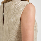 Blusa donna con foglie ricamate oro 5S1023 L9488403 GLANSHIRT 