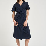 Abito donna midi drappeggiato blu notte L6SK30 N08 LIVIANA CONTI 