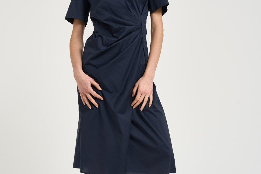 Abito donna midi drappeggiato blu notte L6SK30 N08 LIVIANA CONTI 