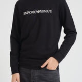 Felpa uomo girocollo nera con stampa logo 8N1MR6 1JRIZF009 EMPORIO ARMANI 