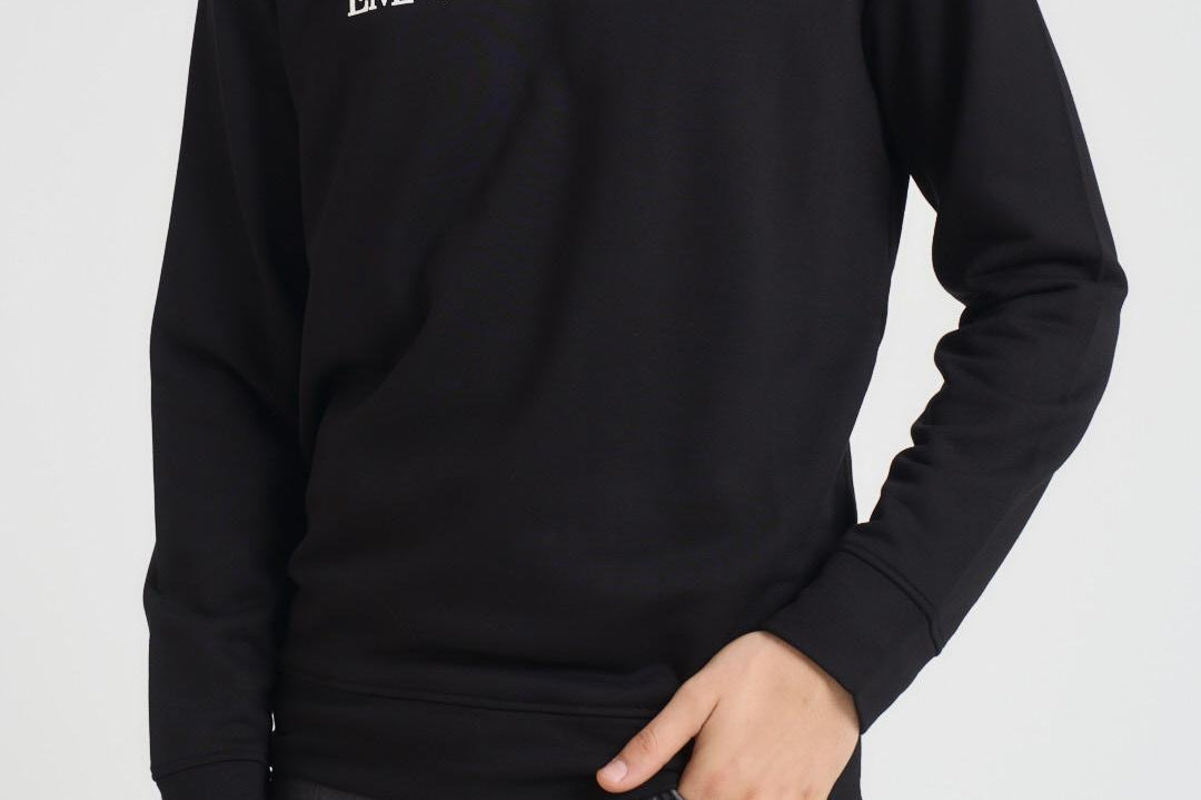 Felpa uomo girocollo nera con stampa logo 8N1MR6 1JRIZF009 EMPORIO ARMANI 