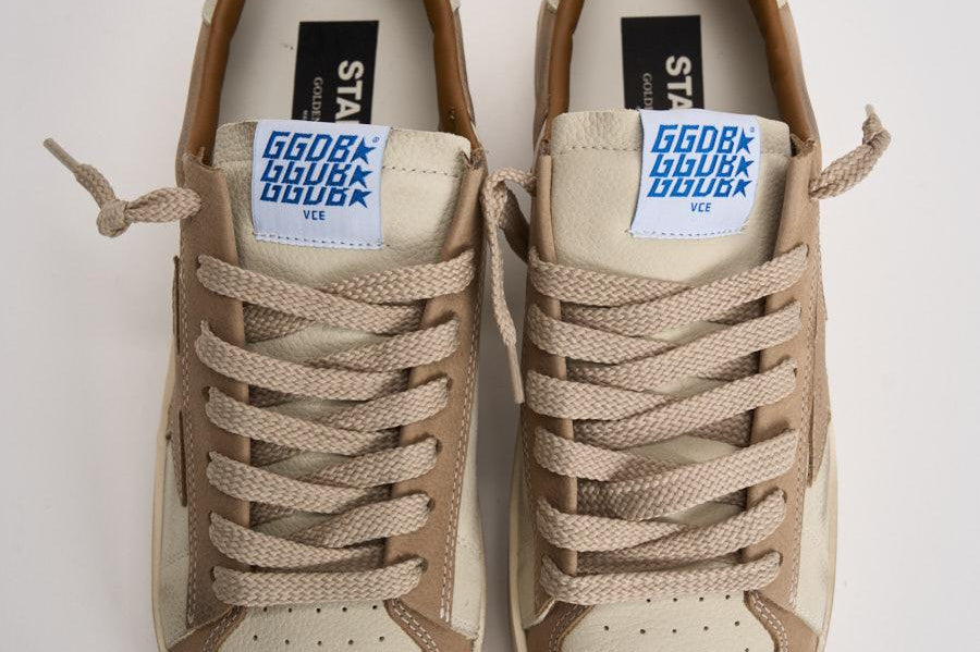Sneakers uomo Stardan bianca e beige GMF00667 F00814015875 GOLDEN GOOSE 