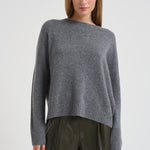 Maglione donna girocollo grigio. AMELIE 1300FLANELLE KUJTEN 