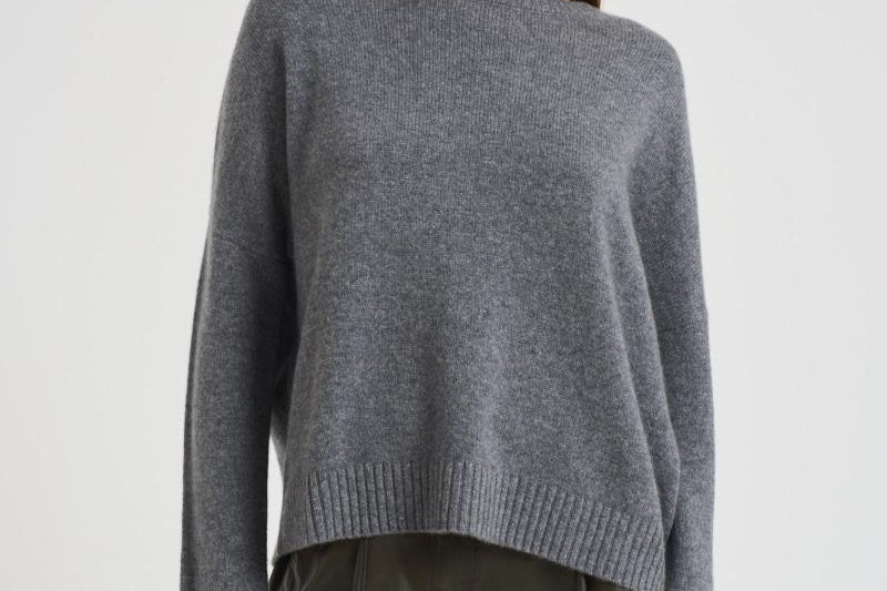 Maglione donna girocollo grigio. AMELIE 1300FLANELLE KUJTEN 
