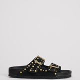 Sandalo donna Arizona nero con borchie oro<BR/> 1027855 BLACK BIRKENSTOCK 