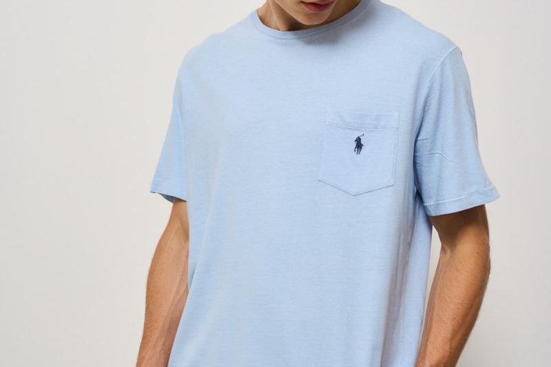 T-shirt uomo girocollo celeste 710964511 004 RALPH LAUREN 