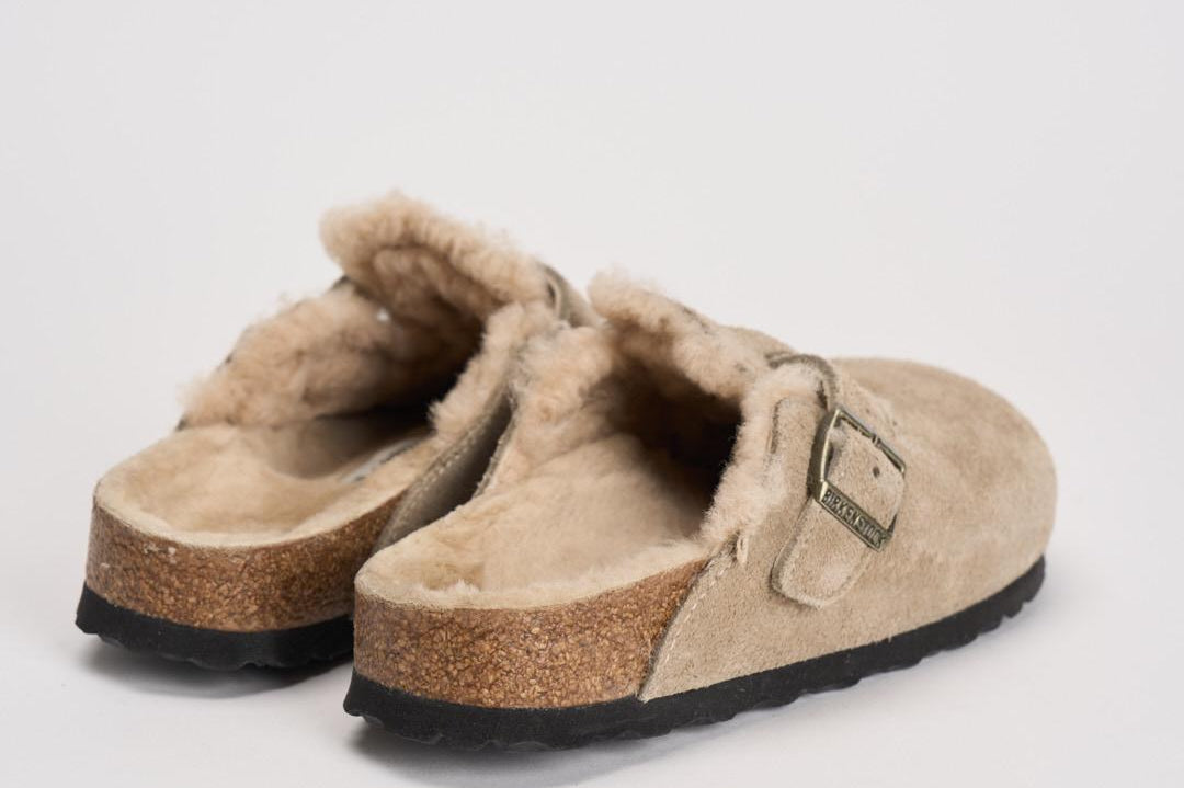 Scarpa donna Boston con pelliccia di agnello taupe 1028299 TAUPE BIRKENSTOCK 