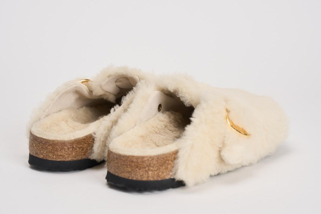 Scarpa donna Boston Big Buckle Sheraling Mule bianca 1025664 EGG SHELL BIRKENSTOCK 