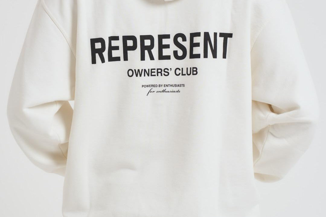 Felpa uomo con cappuccio bianca OCM4113 FLATWHITE REPRESENT 