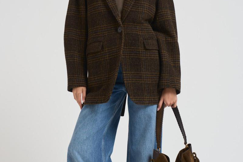 Giacca donna Gesina a quadri marrone VE0522FB C3D02E67KI MARANT ETOILE 