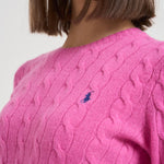 Maglia donna girocollo a treccia rosa 211971865 008 RALPH LAUREN 