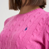 Maglia donna girocollo a treccia rosa 211971865 008 RALPH LAUREN 