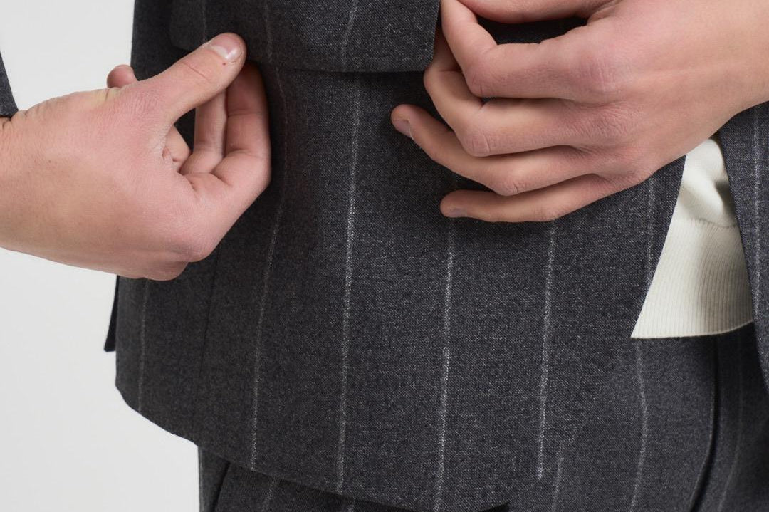 Abito uomo monopetto gessato grigio 2442+8364 535102 LUIGI BIANCHI 