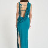 Abito donna lungo verde petrolio TM190138A JADE THE ANDAMANE 