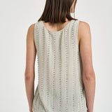 Blusa donna con strass grigia 106214A31F TESSAI18 PINKO 