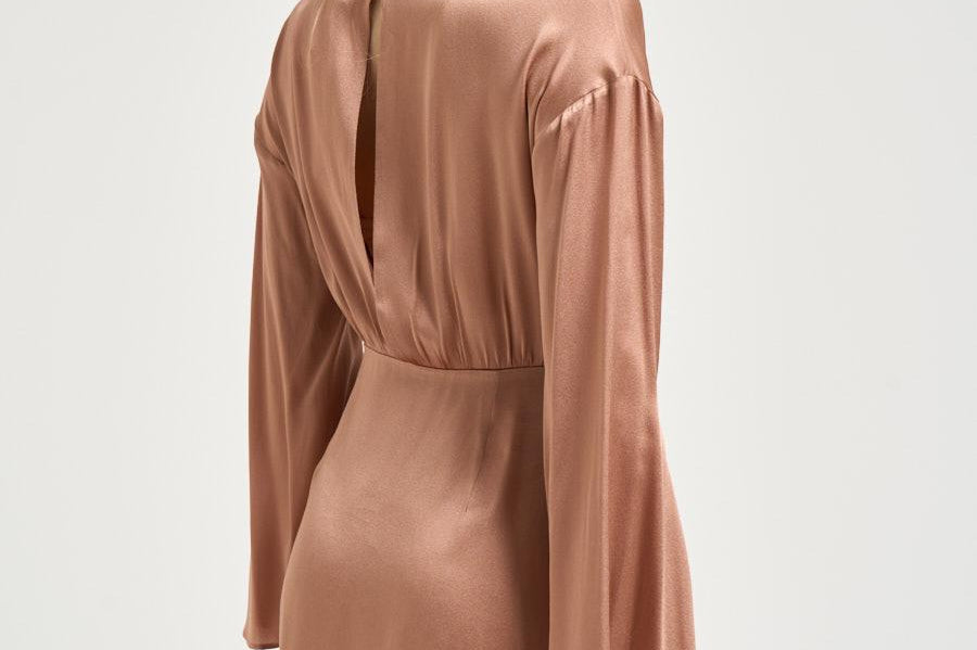 Abito donna mini satinato rosa antico Y6SM24 E34 SEMICOUTURE 
